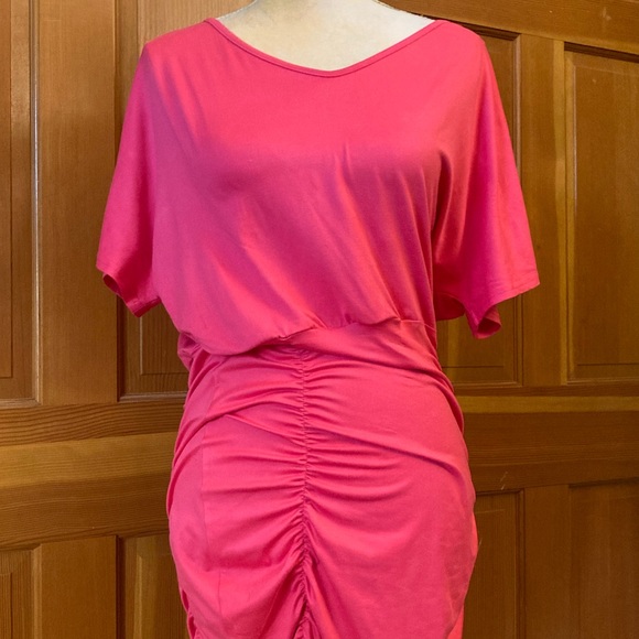 Ruched Batwing Sleeve Bodycon Dress - Picture 9 of 15